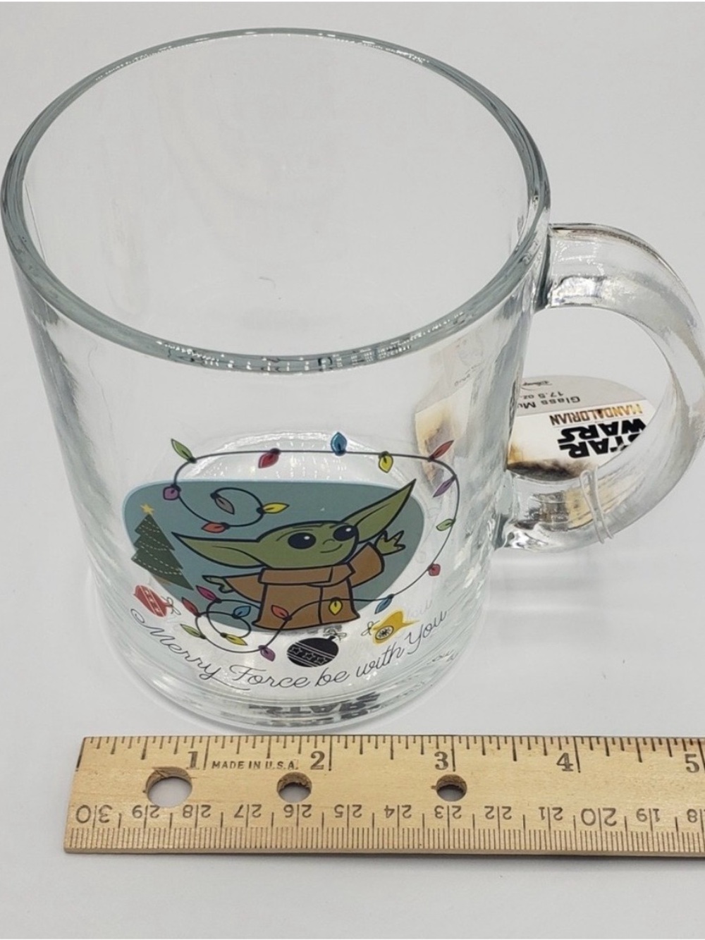 Star Wars The Mandalorian Grogu “May the Force Be With You” Holiday Glass Mug - Picture 6 of 7